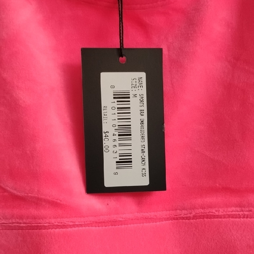✨ NWT Paris Hilton ❤️ Vibrant Pink Star-Embroidered Sports Bra Size Medium - Picture 2 of 4